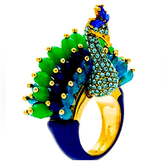 Rare Kate Spade Plume🦚 Peacock💚💙 Ring Sz 5 - Picture 1 of 4